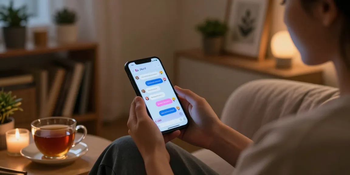 Engaging in ai sex chat on smartphone in cozy intimate setting.