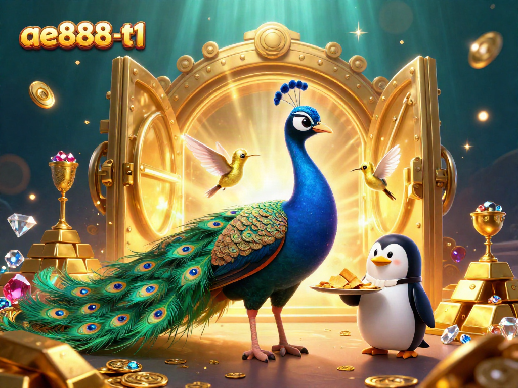 Engage with the vibrant ae888-t1 casino scene showcasing animated characters and treasure.