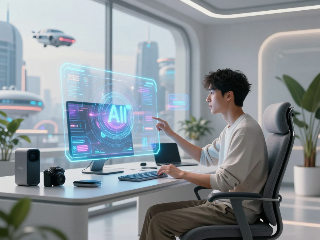 Interactive workspace showcasing slut AI's features in a futuristic setting with engaging visuals.