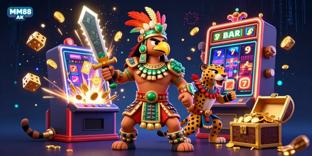 Experience MM88 AK's vibrant casino action with dynamic characters and jackpot elements.